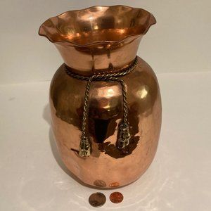 Vintage Metal Copper and Brass Vase, Planter,
